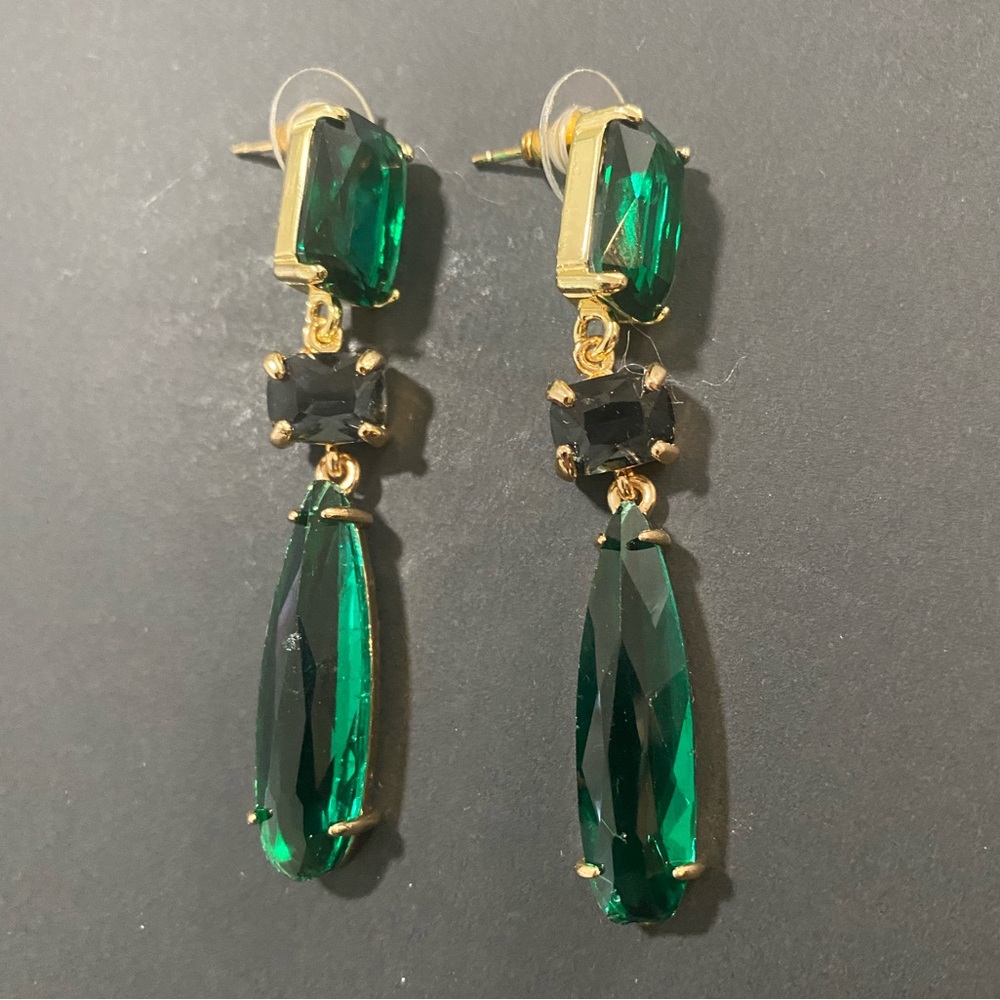 Panacea Gold-Tone Emerald Green Drop Earrings